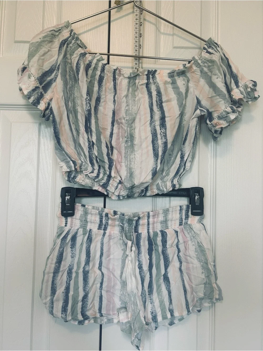 Ocean Drive 2 Piece Matching Set Shorts and Crop Top - Multicolor Stripe, size S
